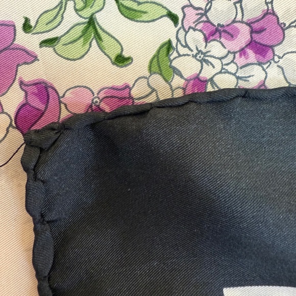 Vintage Silk Floral Scarf | Botanical Garden Print | Hand Rolled Edges - Picture 7 of 8